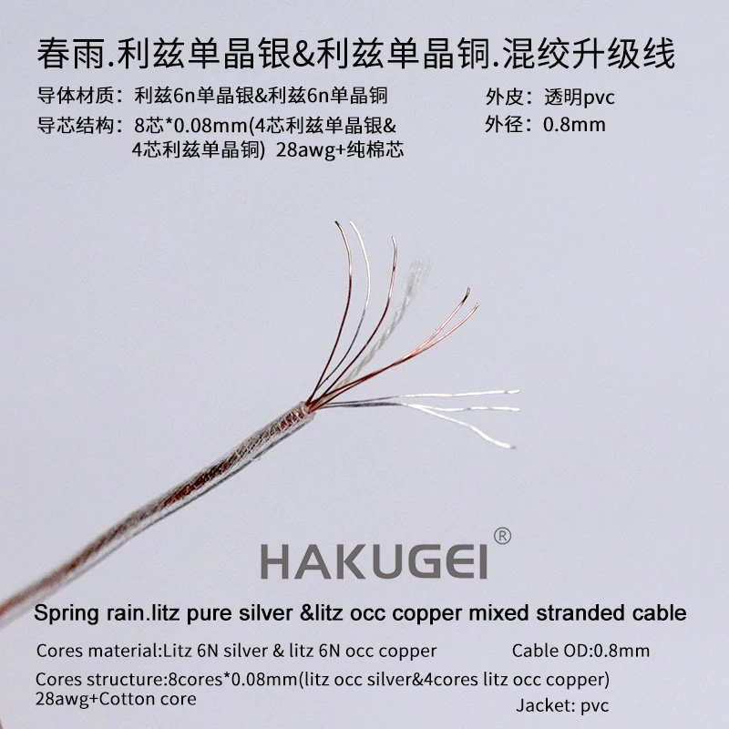 

HAKUGEI Spring rain.litz pure silver &litz occ copper mixed stranded cable