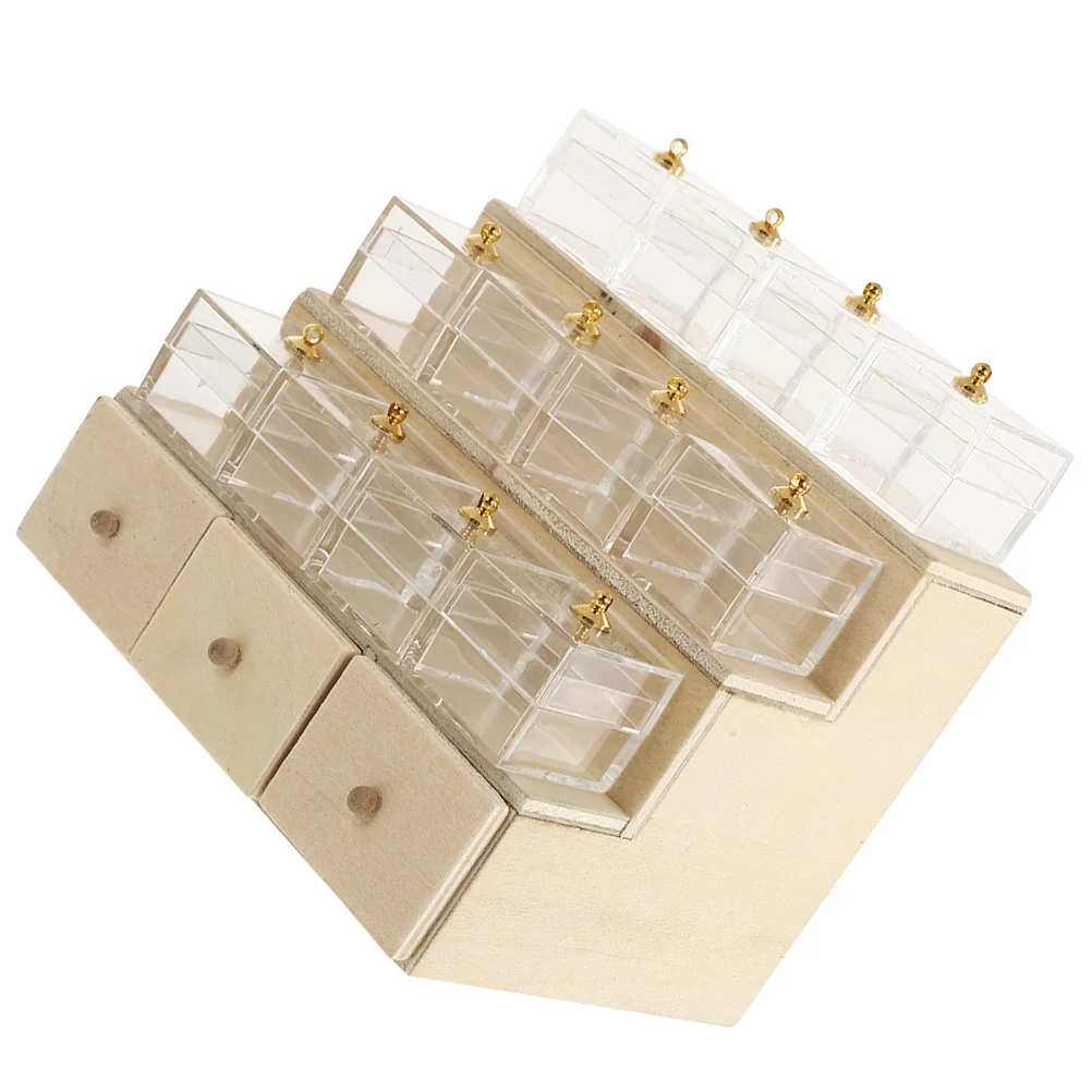 

Dollhouse Candy Display Box Miniature Wooden Drawer Shelf Model Mini Cabinet Fruit Display Rack Furniture Accessories