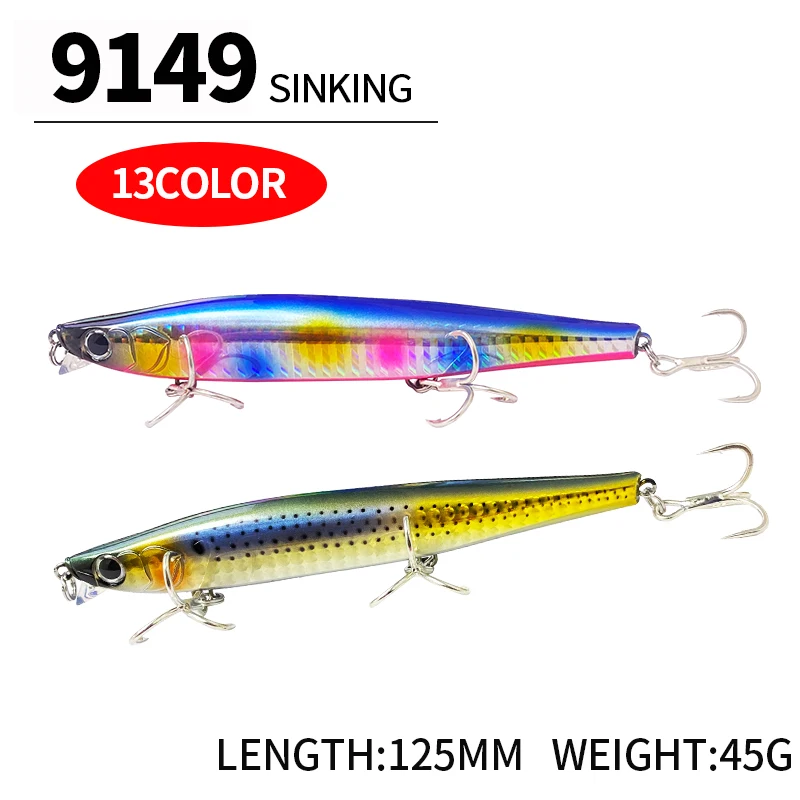 45g125mm Sinking Heavy Minnow Monster Shot Fishing Lures Artificial Baits Saltwater Lures Rolling Action Pesca Fishing Supplies