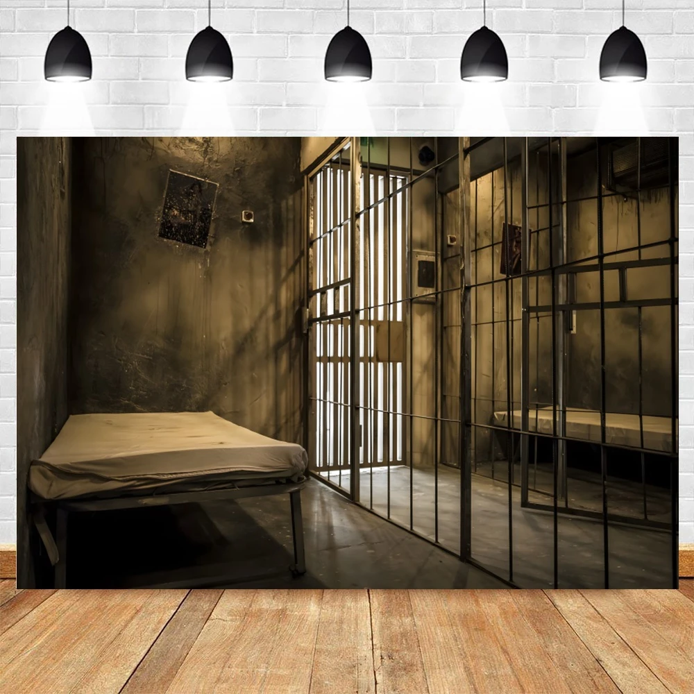 Prison Cell Room Scene Photography Backdrop Dark Jail Cell Movie Shooting Portrait Photographic Background Photo Studio Props