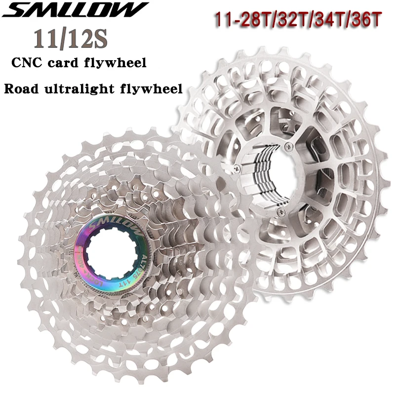 SMLLOW Road Bike Freewheel 11-28/32/34/36T Ultra-light CNC Hollow Bicycle Flywheel 11/12 Speed Cassette Flywheel