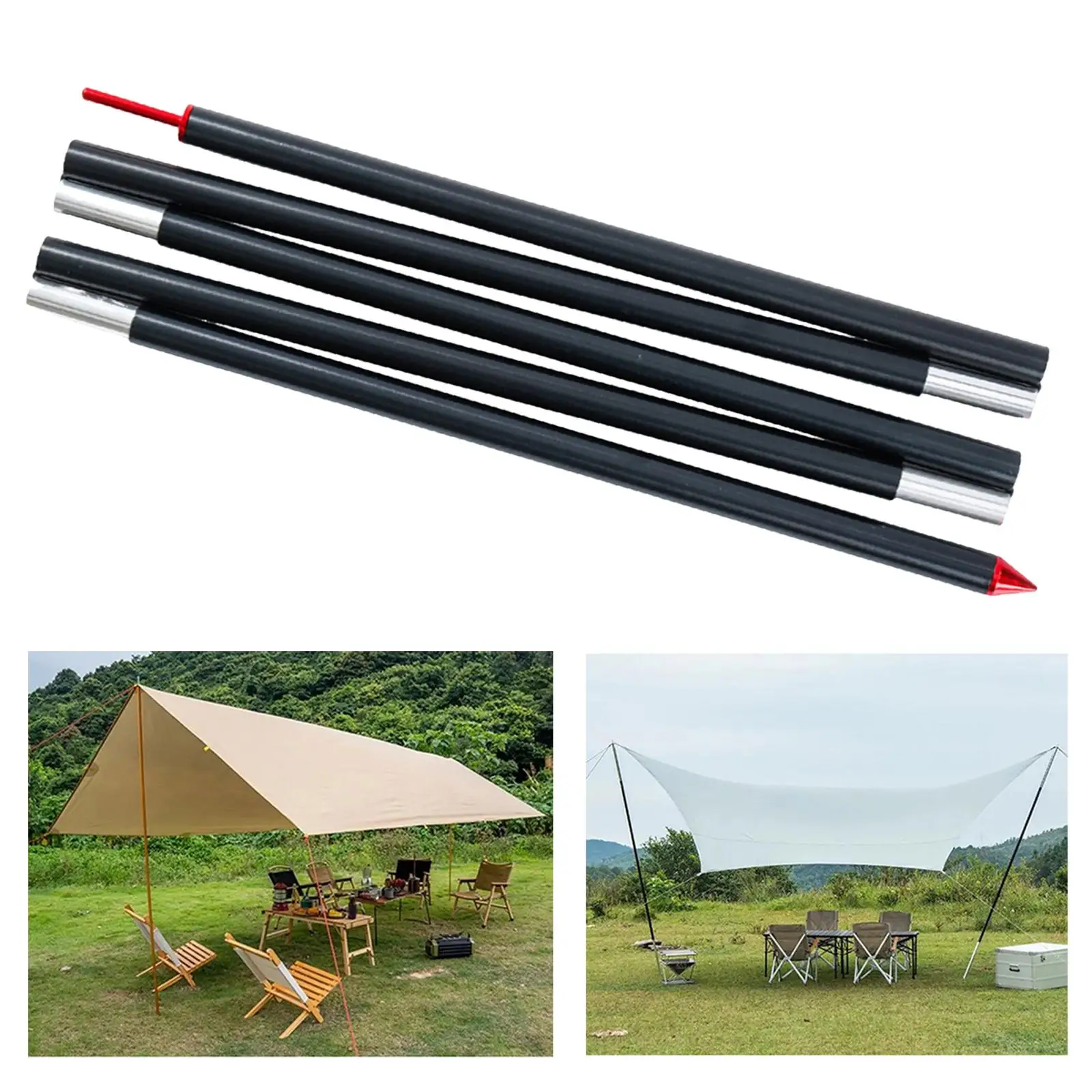 Tarp Poles Rods Replacement Aluminum Alloy Lightweight Easy Assembly Canopy Support Poles Tent Poles for Outdoor Beach Hiking