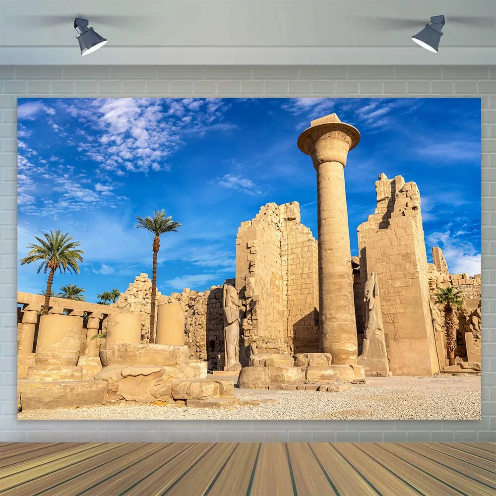 Ancient Egypt Backdrop Egyptian Temple Pharaoh Mosque Stone Pillar Travel Photography Background Party Decoration Banner Poster