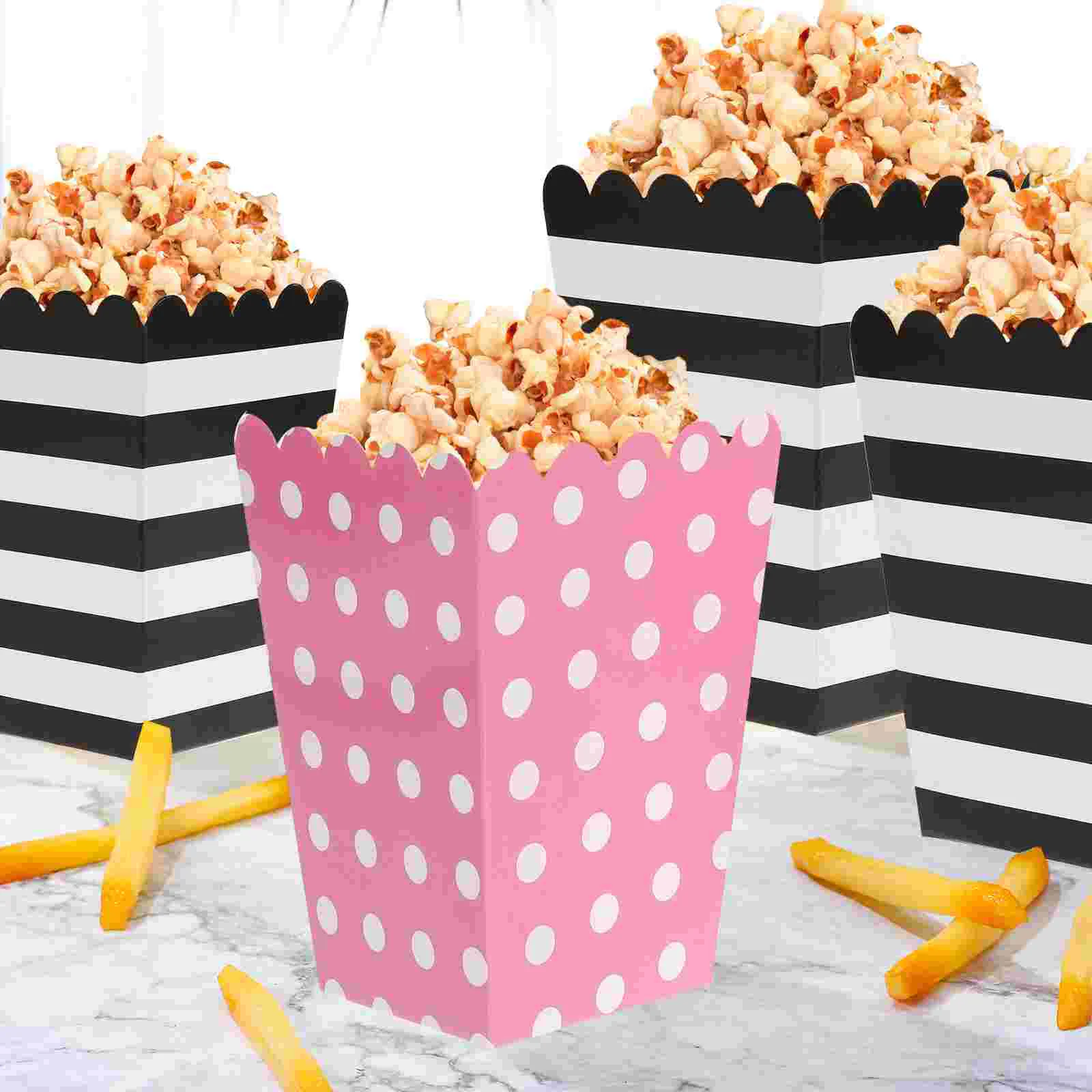 36 Pcs Food Containers Popcorn Holders Movie Night Cups Green Party Favor Bags Pink Tub Supplies Banquet