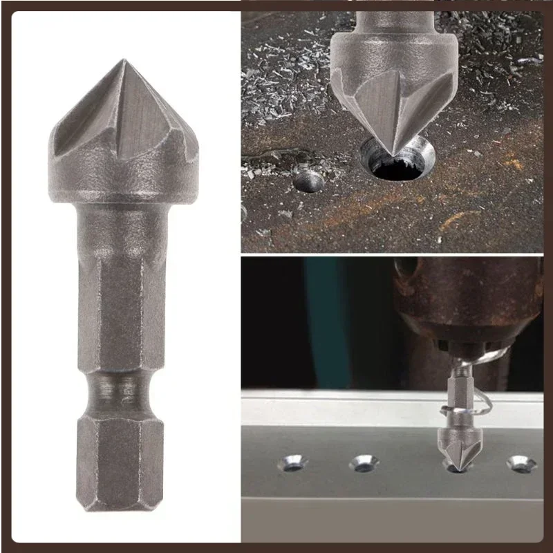 6 Flute Countersink Drill Bit 90 Degree Point Angle Chamfer Cutting Woodworking Tool l29k