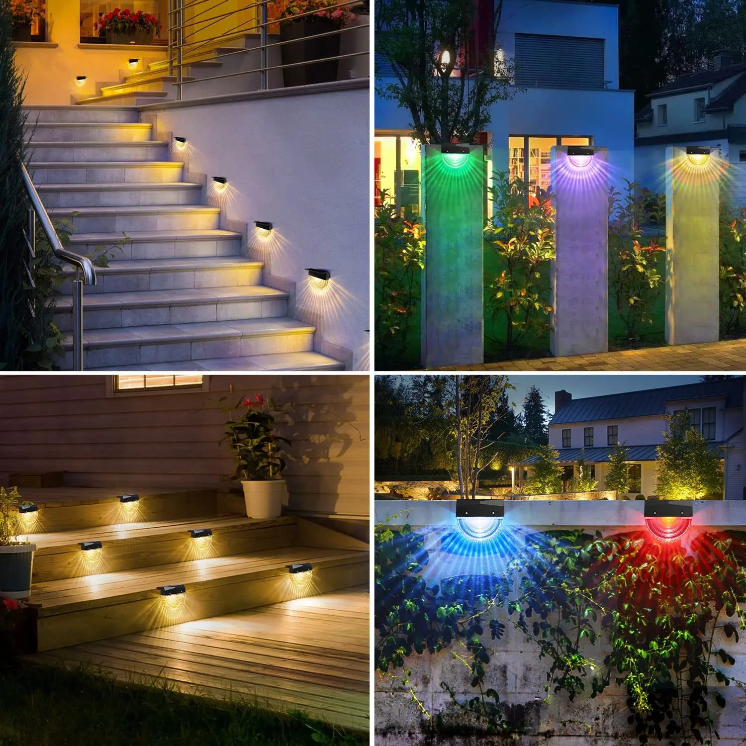 Solar Powered Step Lights Fence Decorations Ambient Lights Colorful Festive Atmosphere Courtyard Lights