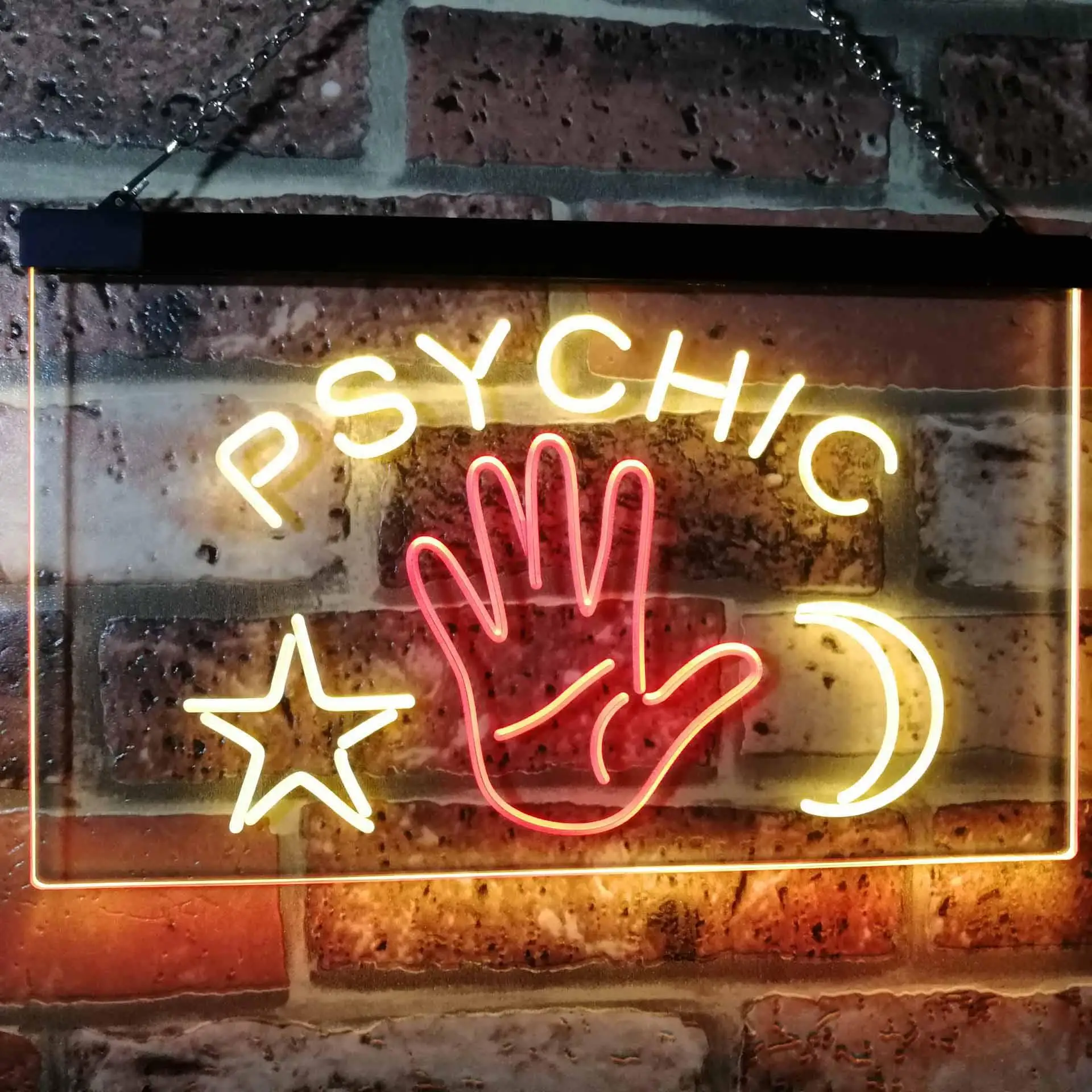 Star & Moon Psychic Reader Dual Color Led Neon Sign st6-i3088