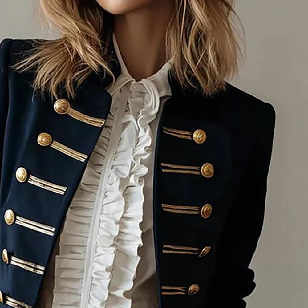 Women's British Royal Style Jacket Multiple Buttons Vintage Commuter Spring Outerwear Elegant Female Bomber Fashion top Jackets