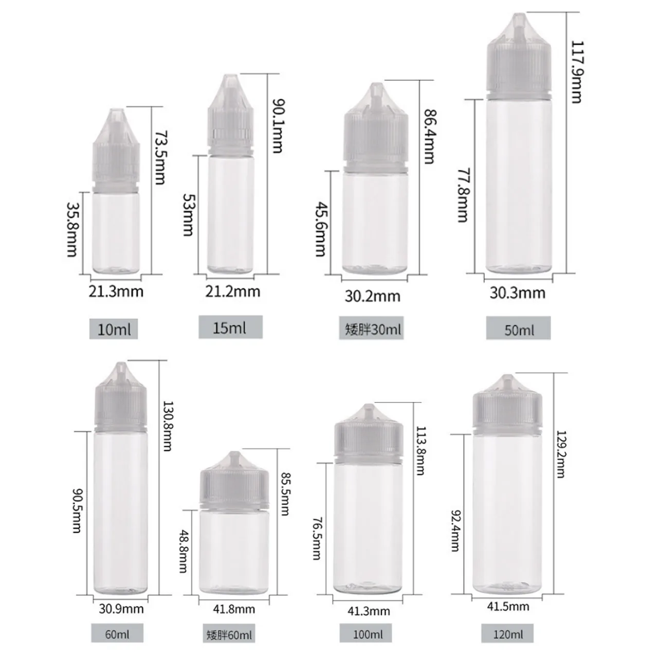 50 Stück 10ml-100ml leere Plastik-Tropfflaschen, Flüssigkeitsflaschen mit langer Spitze, Ölbehälter, tragbare Reise-Spenderflaschen – Detail 2
