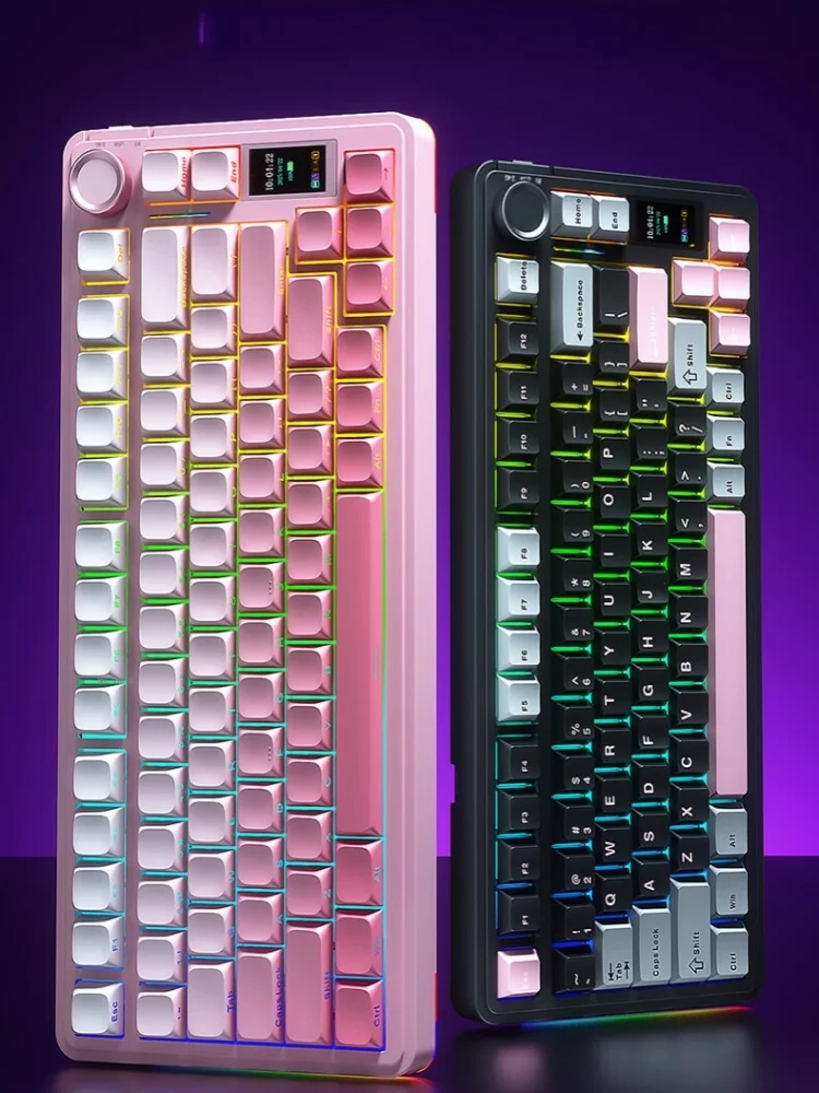 Aula S75pro Wireless Mechanical Keyboard Custom Wired/2.4g/Bluetooth Gasket Hot-Swappable Rgb Gaming E-Sport 1.14 Display Screen