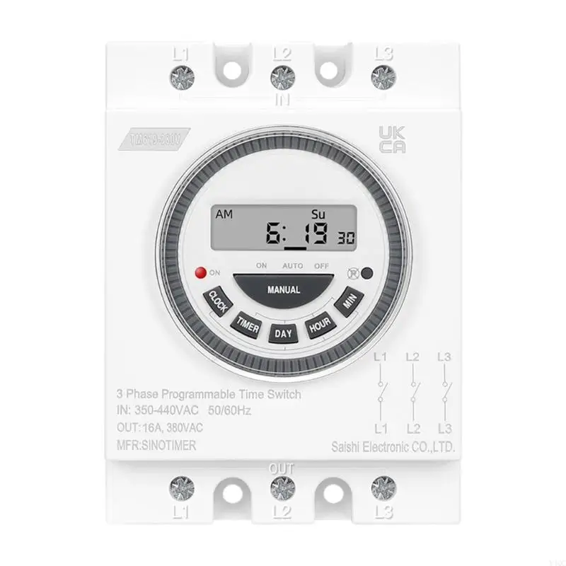 Timer numérique polyvalent avec écran d'écran rétroéclat-il Cover à poussière 3 phases Time Contrammer Timer Programmable Y4QC
