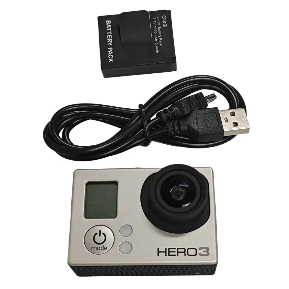 A set of For GoPro Hero 3 Hero3 silver Edition Camera + Battery +Charge Cable Replacement Parts Accessories