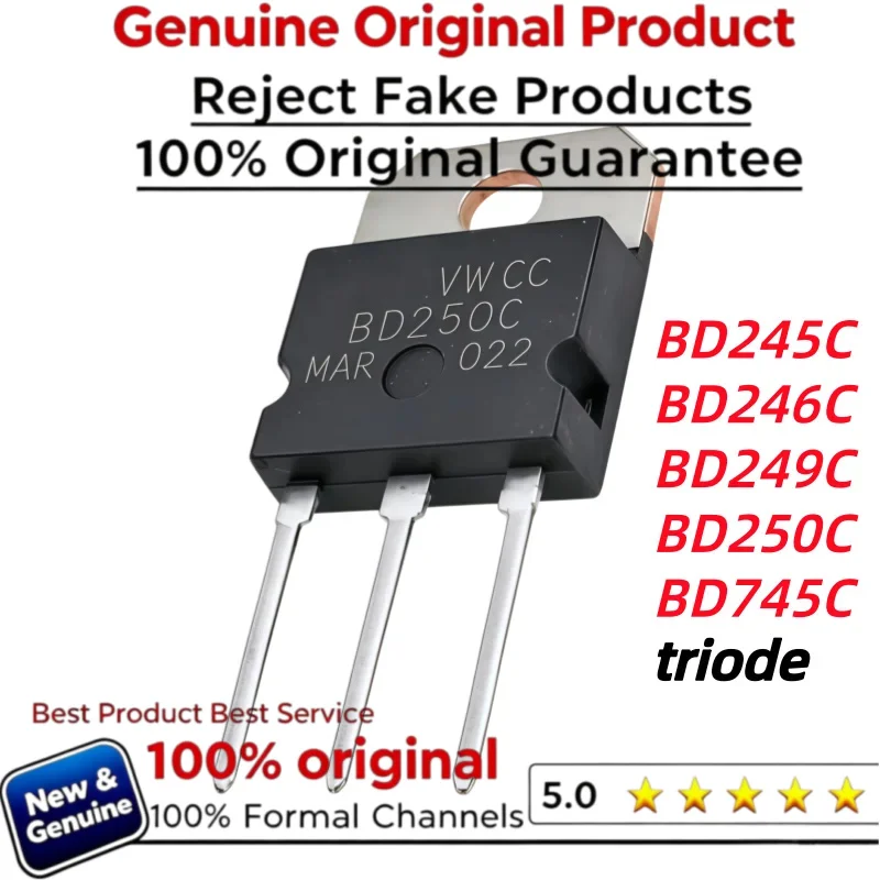 5Pcs New BD245C BD246C BD249C BD250C BD745C BD245 BD246 BD249 BD250 BD745 Transistor TO-3P