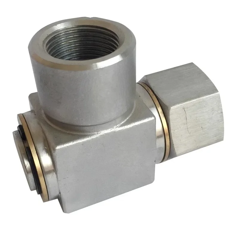 Stainless steel right angle hydraulic adapter high-pressure coiler, oil pipe anti winding 360 degree rotary joint