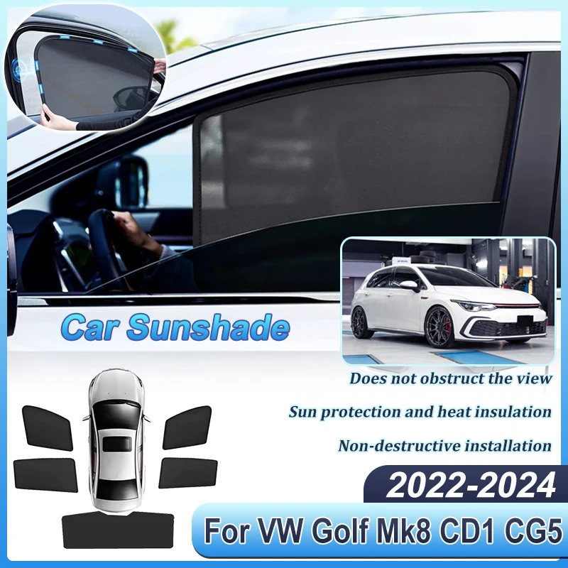 Auto Sun Visors For Volkswagen Golf Mk8 Body Kit VW CD1 CG5 2022 2023 2024 Heat Insulation Curtain Auto Tools Car Accessories