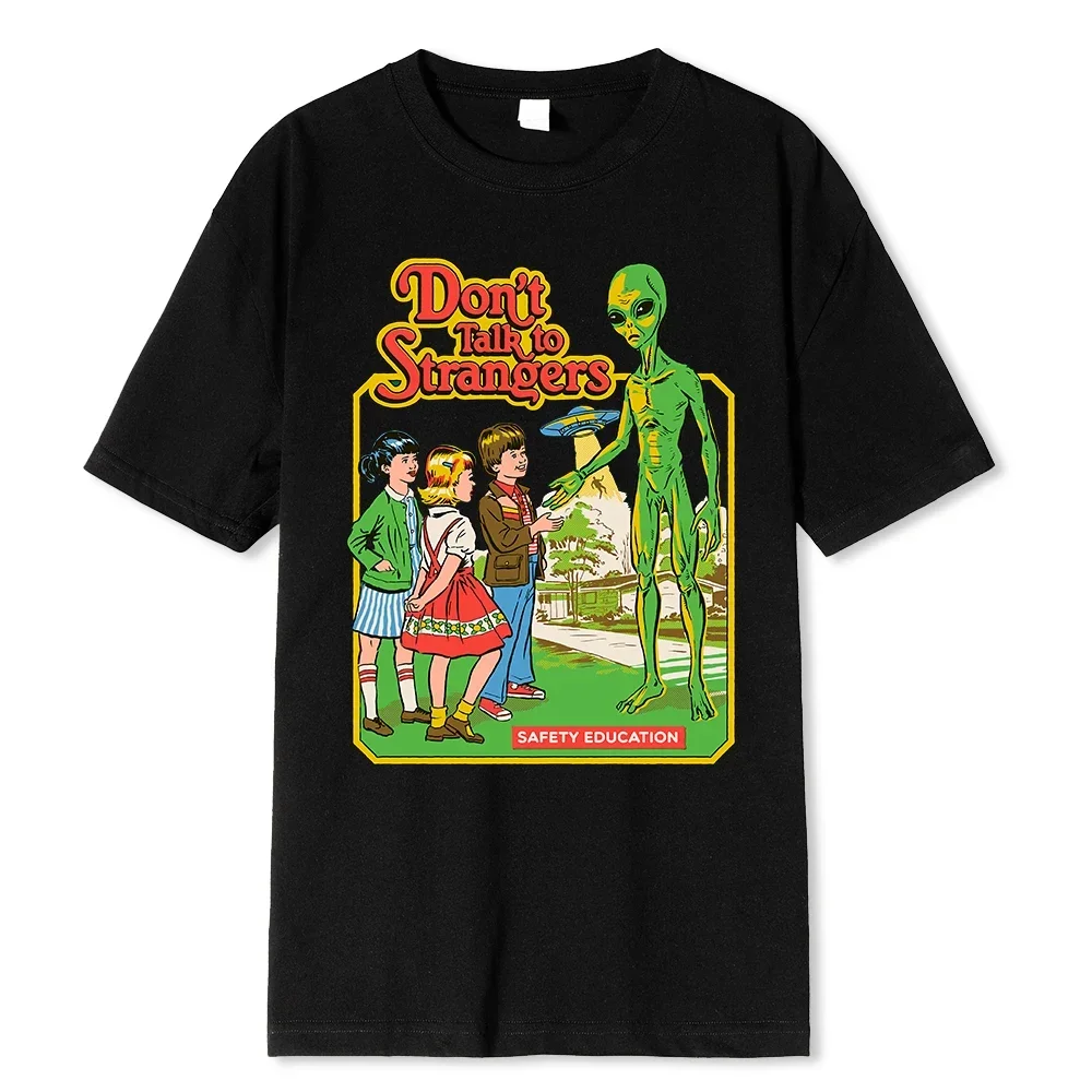 Terror Comic Series Don't Talk To Strangers Safety Education Men's and Women's Fashion Loose Summer Soft T-shirt