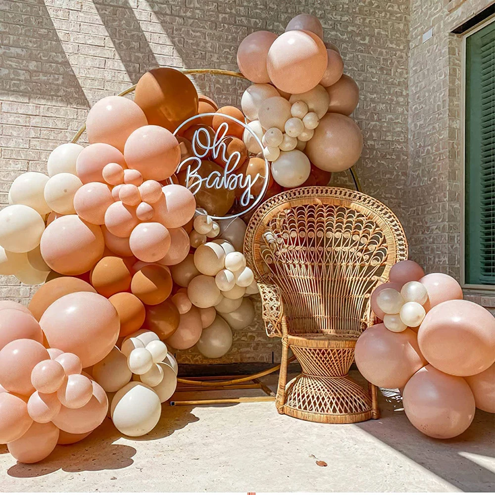 5/10/12/18 Zoll Retro Salbeigrüne Luftballons Rosa Kaffee Weißer Sand Latexballons Geburtstag Hochzeit Party Dekoration Babyparty – Detail 28