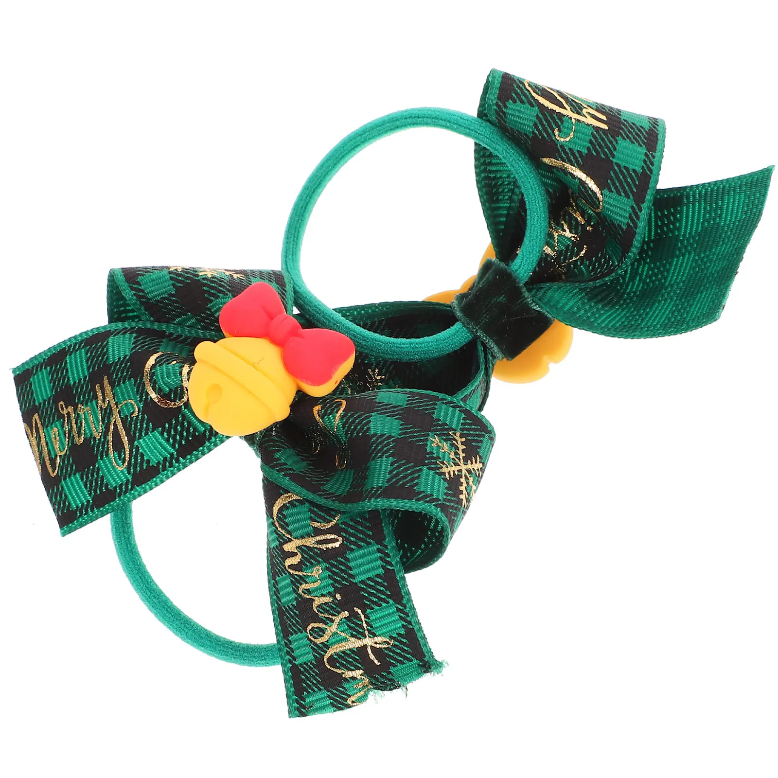 

2 pcs Bow Hair Ties Elastic Ponytail Holders for Girls Red Green Dots Deer Bear Bows Kids Accessories Thin Hair Daily Party