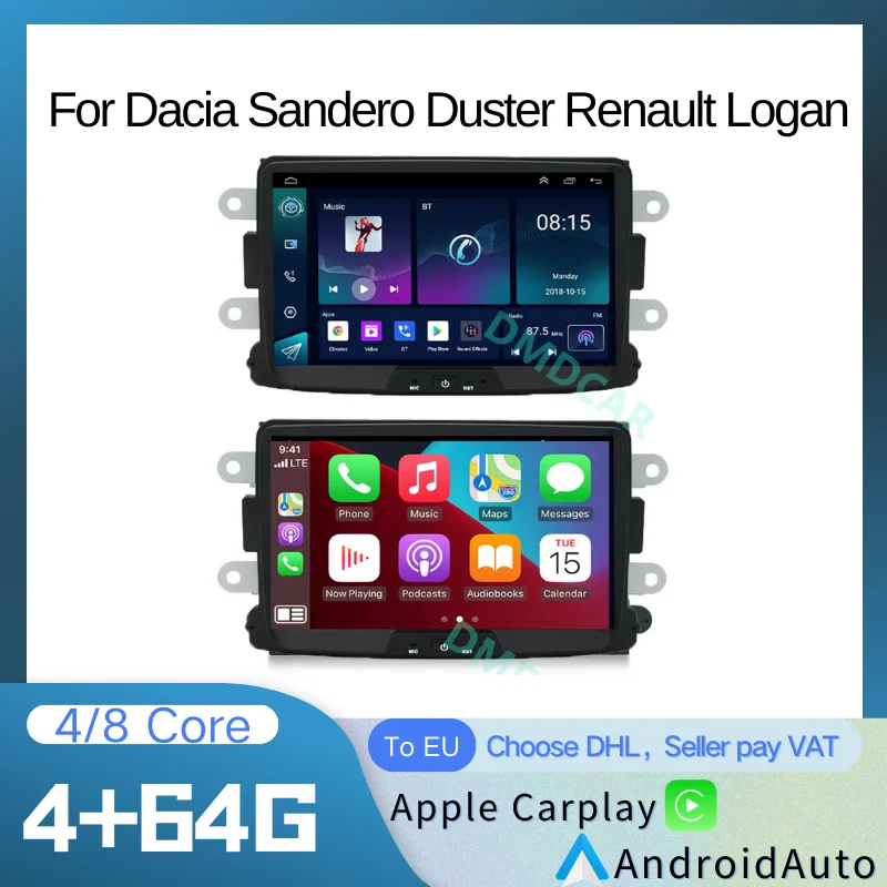 Android Auto Car Radio Video Multimidia Player Apple Carplay Screen For Dacia Sandero Duster Renault Captur Lada Xray 2 Logan