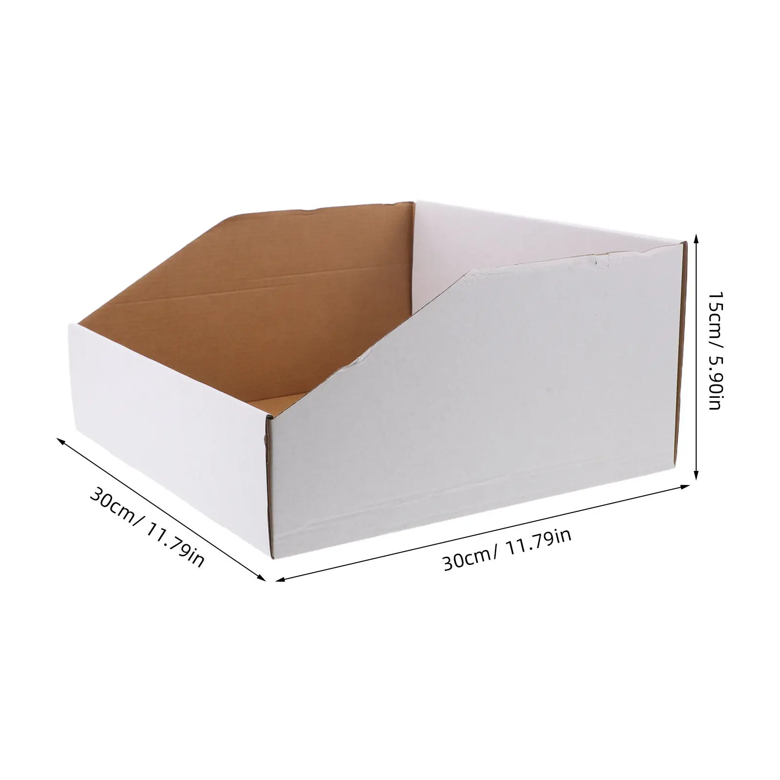 4Pcs Warehouse Rack Bins Cardboard Slanted Organizer Boxes for Inventory Sorting Stackable Cardboard Storage Bins Heavy Duty