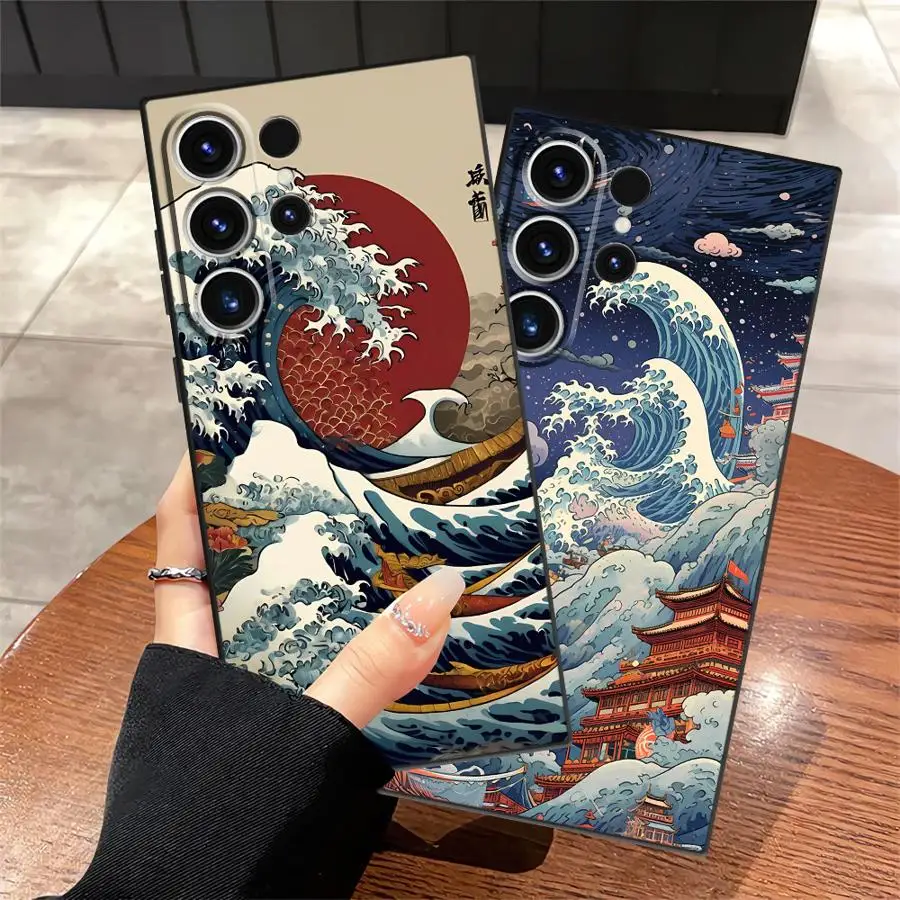 Ocean Waves Creative Soft Phone Cover Case for Samsung Galaxy S20 S24 Plus S9 S10 S21 FE Note 8 9 10 20 Ultra S26 S25 Edge S23