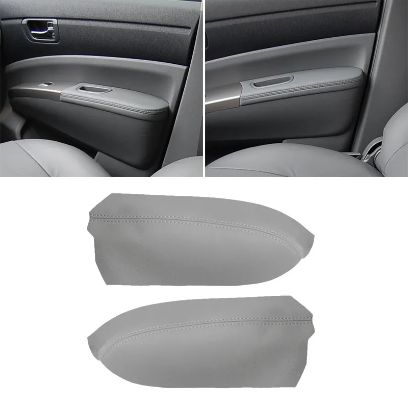 Car Interior Front Door Panel Armrest Handle Cover For Toyota Prius 2004 2005 2006 2007 2008 2009 Grey Leather Trim Accessories