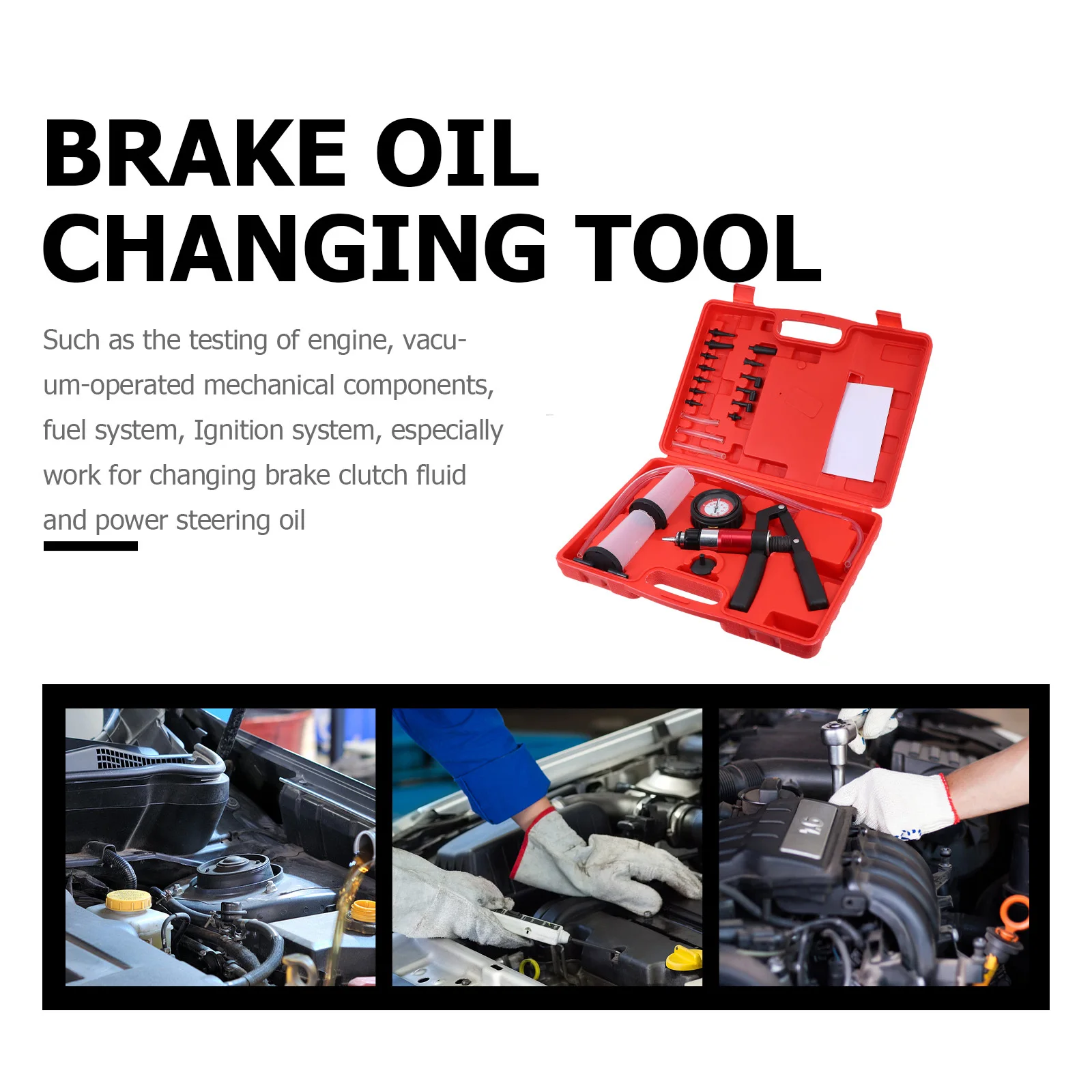 

Набор для прокачки тормозной и сцепления жидкости с ручным вакуумным насосом, комплект для прокачки с несколькими адаптерами для автомобилей