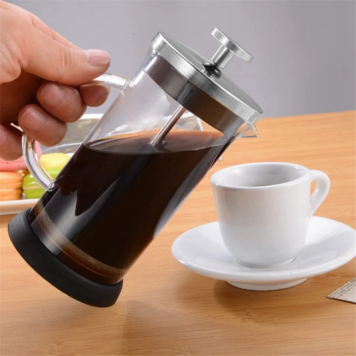 French Press Coffee Pots Stainless Steel Glass Coffee Maker Multifunctional Hand Punch Pot Coffee Accessories 350ml