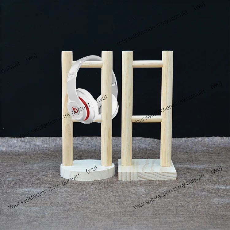 Solid wood earphone bracket, headset display stand, log round bottom wooden hanger, sample jewelry bracket ornament
