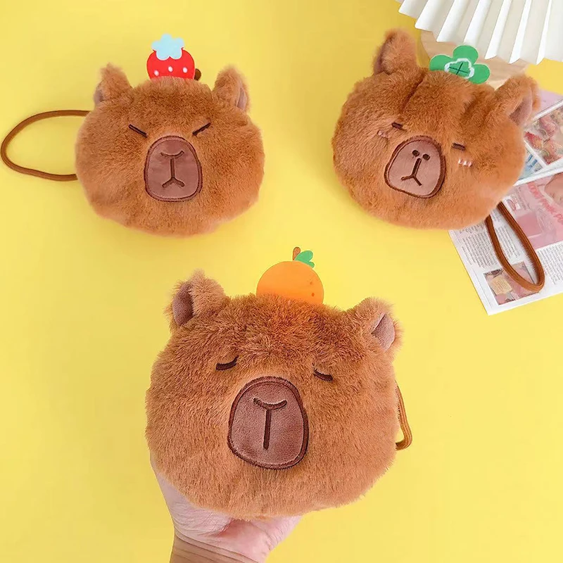 Capybara-monedero de felpa con dibujos animados para niños, monedero pequeño con cremallera, Kawaii, regalo de cumpleaños