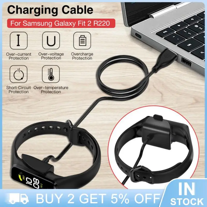 Black Fast Charging Charger Sturdy For -galaxy Fit 2 Smart Band With Usb Port Usb Charger Cable Stable 100cm Abs Durable