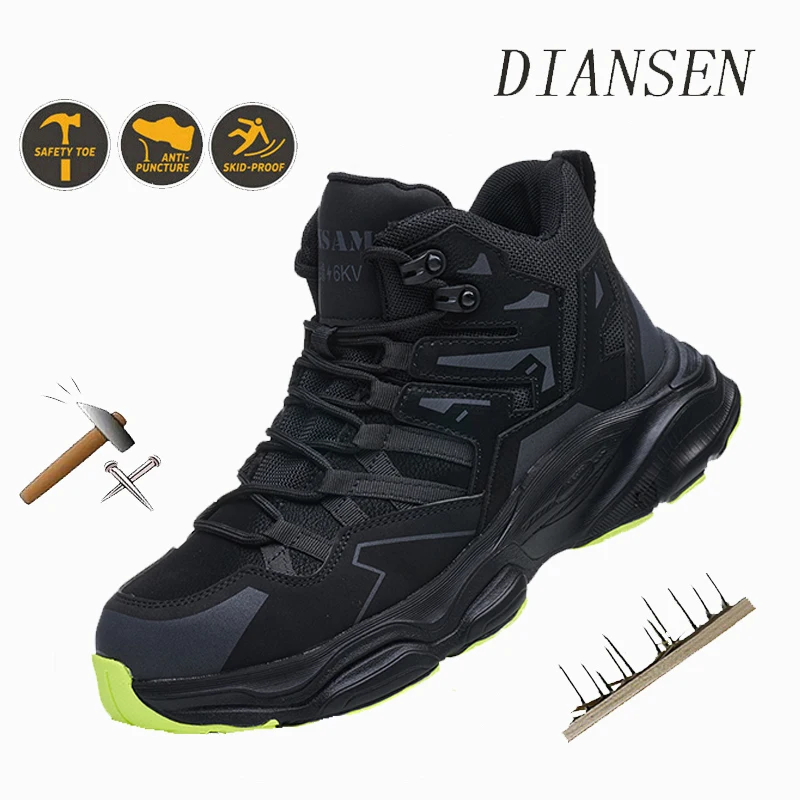 

Мужские защитные ботинки с защитой от проколов, легкая дышащая неразрушимая обувь со стальным носком, всесезонная повседневная походная обувь с мягким верхом
