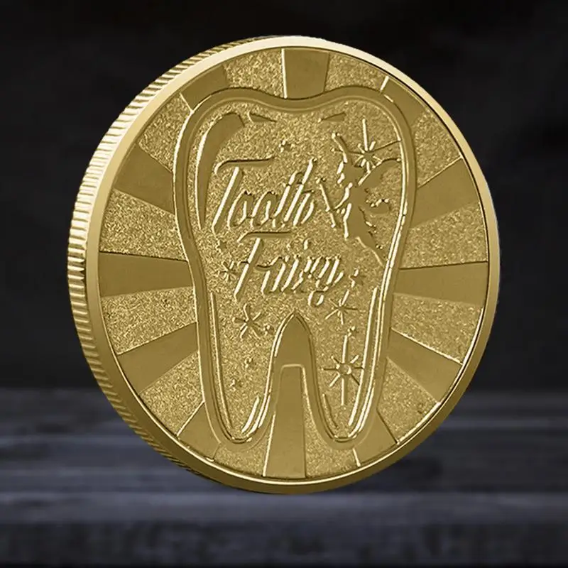 Tooth Fairy Gold Plated Commemorative Coin Creative Kids Tooth Change Gifts Physical Metal Coin Crypto Commemorative Coin