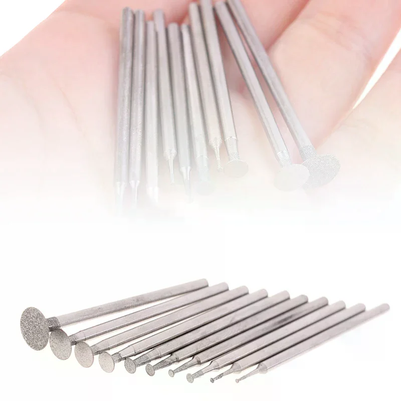 

10/20 шт., шлифовальная насадка, аксессуар Dremel, 2,35 мм, ультратонкая Т-образная головка, хвостовик, алмазная точка, камень, нефрит, резьба, польская гравировка, инструмент