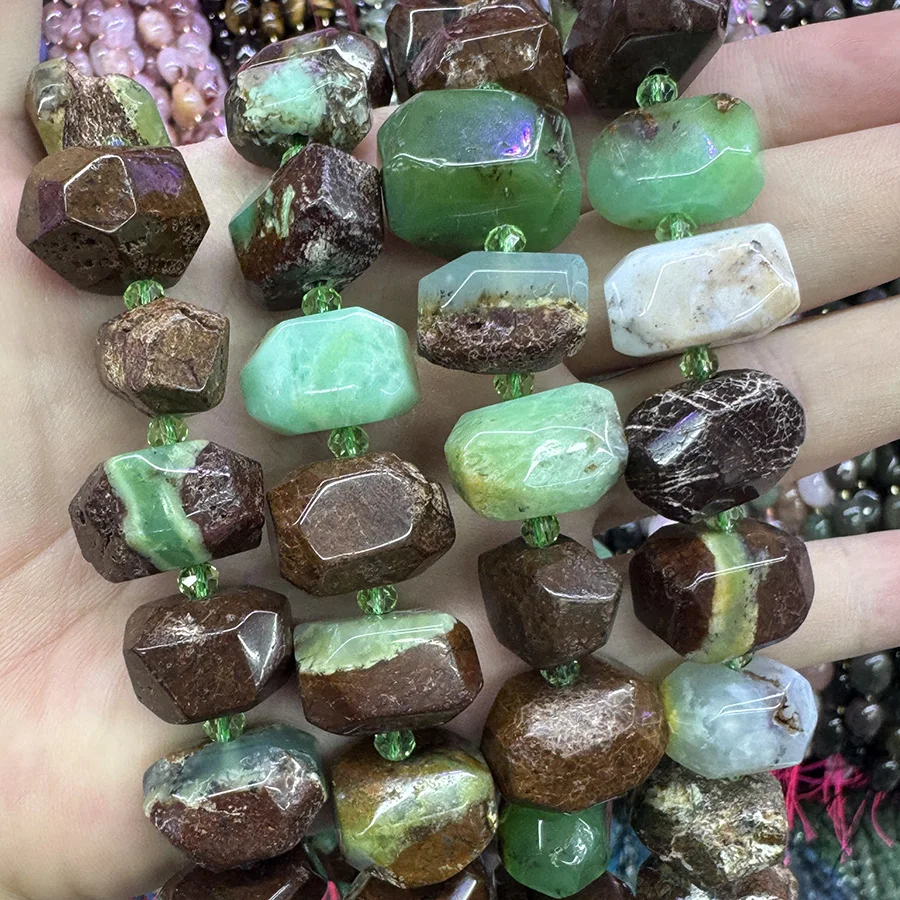 High Quality Natural Australian Jade Handmade Irregular Faceted Loose For Jewelry Making DIY Necklace Bracelet 15''