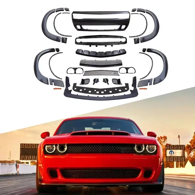 

Car Body Kit Accessories Auto Front Bumper Cover With Widebody Fender Flares For Dodge Challenger 2015 to 2022 Demon Style