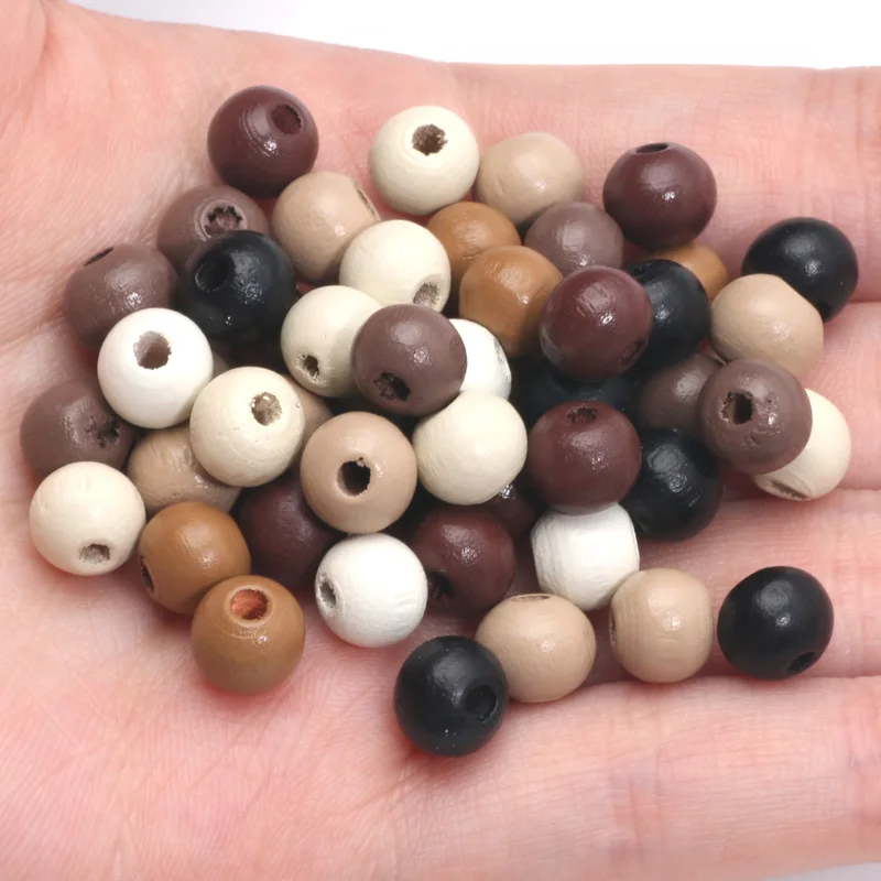 50-200pcs 6/8/10/12mm Dark Color Round Wood Beads Loose Spacer Beads For Jewelry Making Diy Bracelet Necklace Accessories