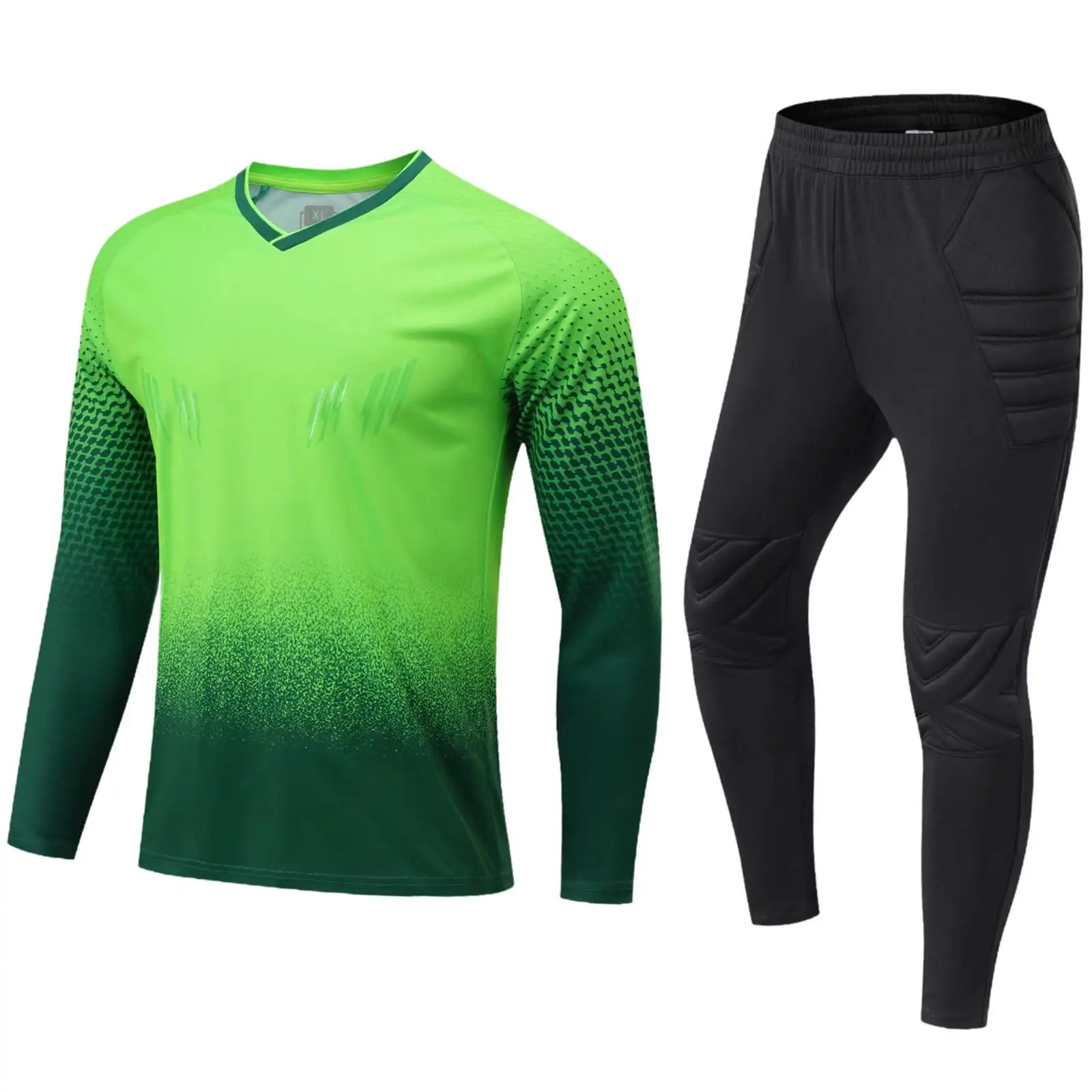 Soccer Jersey Long Sleeve Padded Goalkeeper Shirt and Pants Set Durable Breathable Sportswear for Football Match