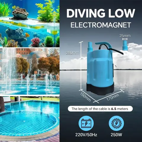 220V 수조 펌프, 250W 수중, 8미터 분수, 소형 우물 전기 자동 전압, 수족관 펌프 및 가정용 펌프 220V 수조 펌프, 250W 수중, 8미터 분수, 소형 우물 전기 자동 전압, 수족관 펌프 및 가정용 펌프