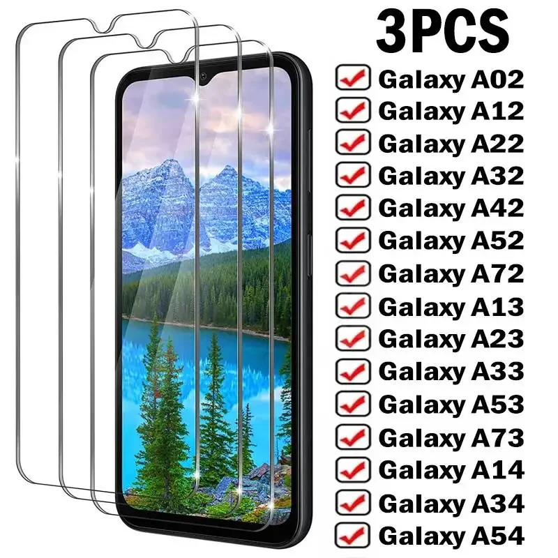 3Pcs Full Screen Protectors For Galaxy A12 A22 A32 A52S A13 A33 On Samsung A53 A72 A73 A54 A14 A24 A34 Tempered Glass