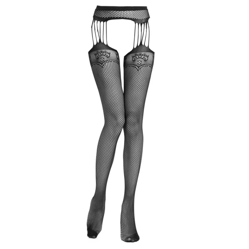 SIMPLEJWEL Sexy Open Crotch Mesh Tights Women Crotchless Pantyhose Hollow Out Black Silk Fishnet Stockings High Waist Panty image 2