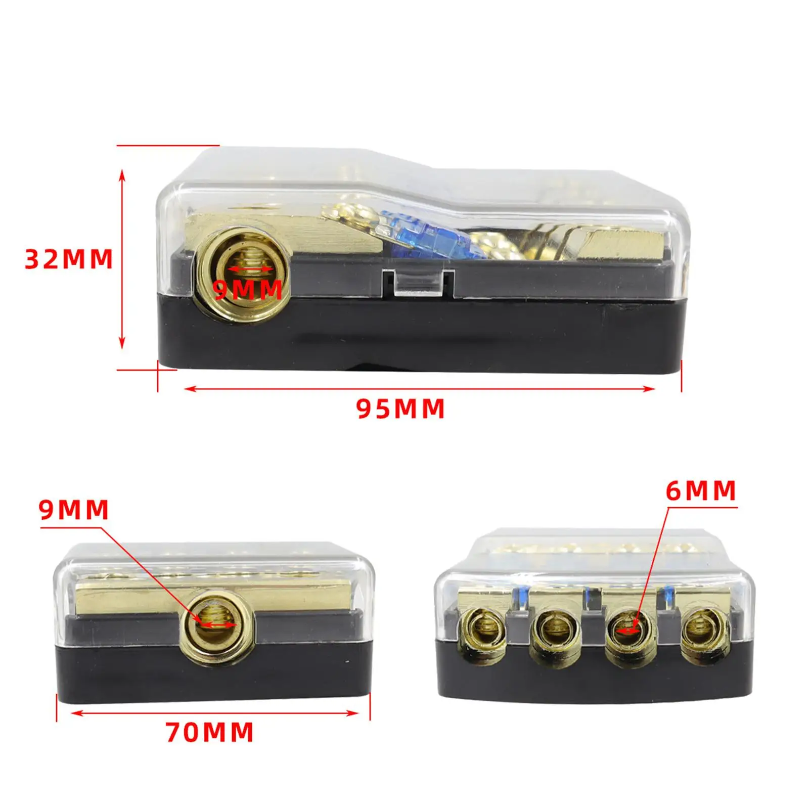 

4 Way Fuse Holder Amp Fuse Distribution Block for Auto Boat Stereo Amp