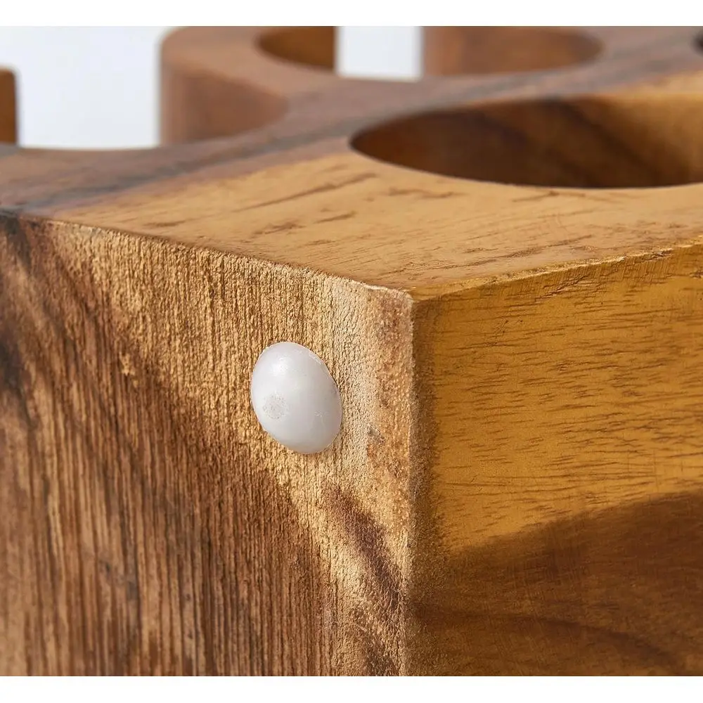 12本用ナチュラルタンウッドワインラック、10.2x7.1x39.4インチ、素朴な床置きまたはカウンター置き型ホルダー、ホームバー用