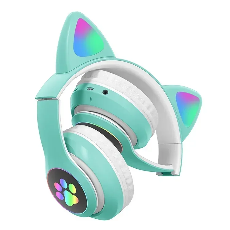 Auriculares inalámbricos con orejas de gato con destello LED