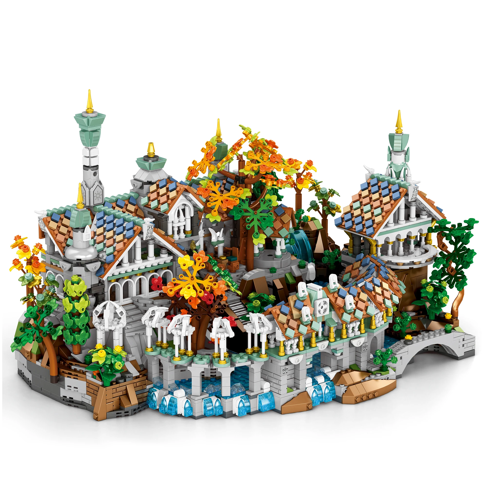 4406 Teile Herr der Ringe Duskvale Sanctum Schloss Baustein-Set Mittelalterliche Modulare Architektur Rivendell Festungsmodell Bausteine-Set DIY Montage-Spielzeug für Erwachsene Ideales Geburtstags-