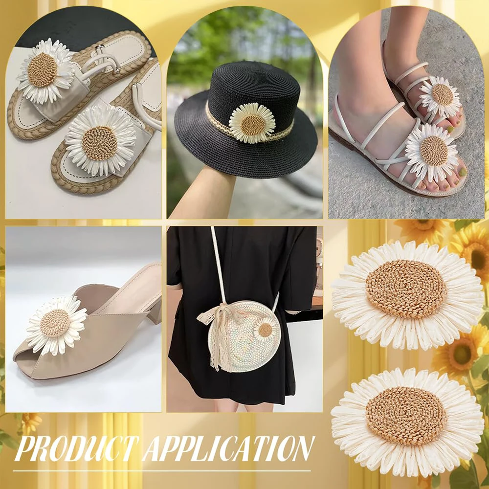 5/10/20pcs Sunflower & Daisy Craft Embellishments White & Beige DIY Decor Accessories for Beach Hats Clothing Curtains Ties
