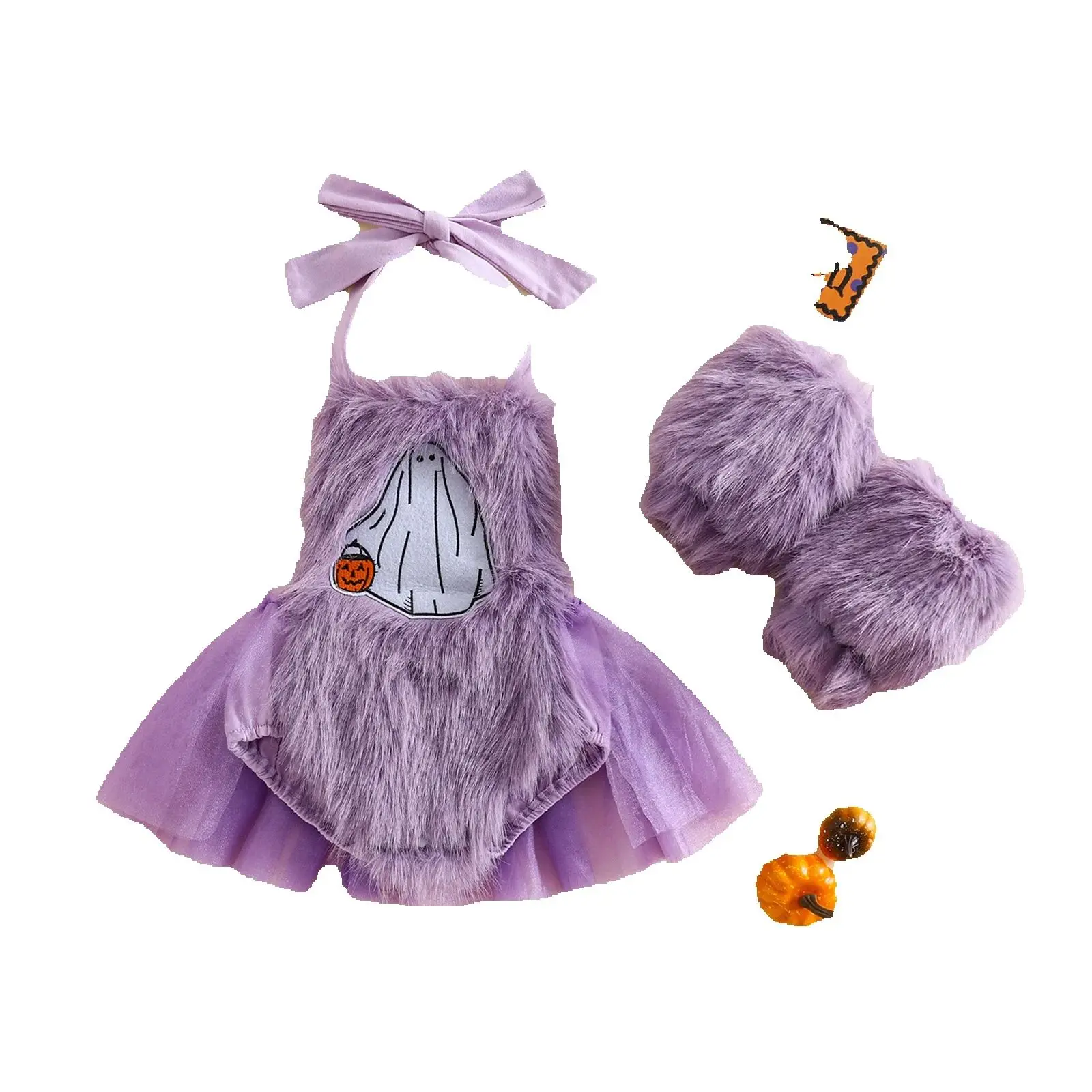 

Карнавальный детский плюшевый комплект на Хэллоуин для девочек, милый комплект на гусеничном ходу + перчатка, комплект из двух предметов, платье с призрачным цыпленком