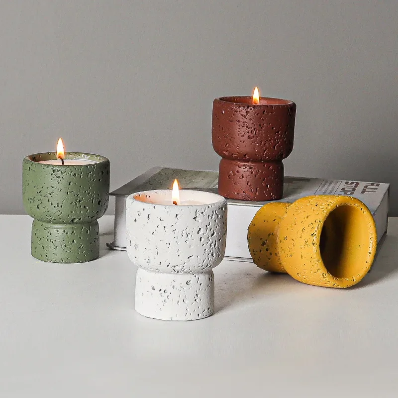 European style simple cement household scented candle empty cup diy high appearance level crafts indoor candlestick decoration