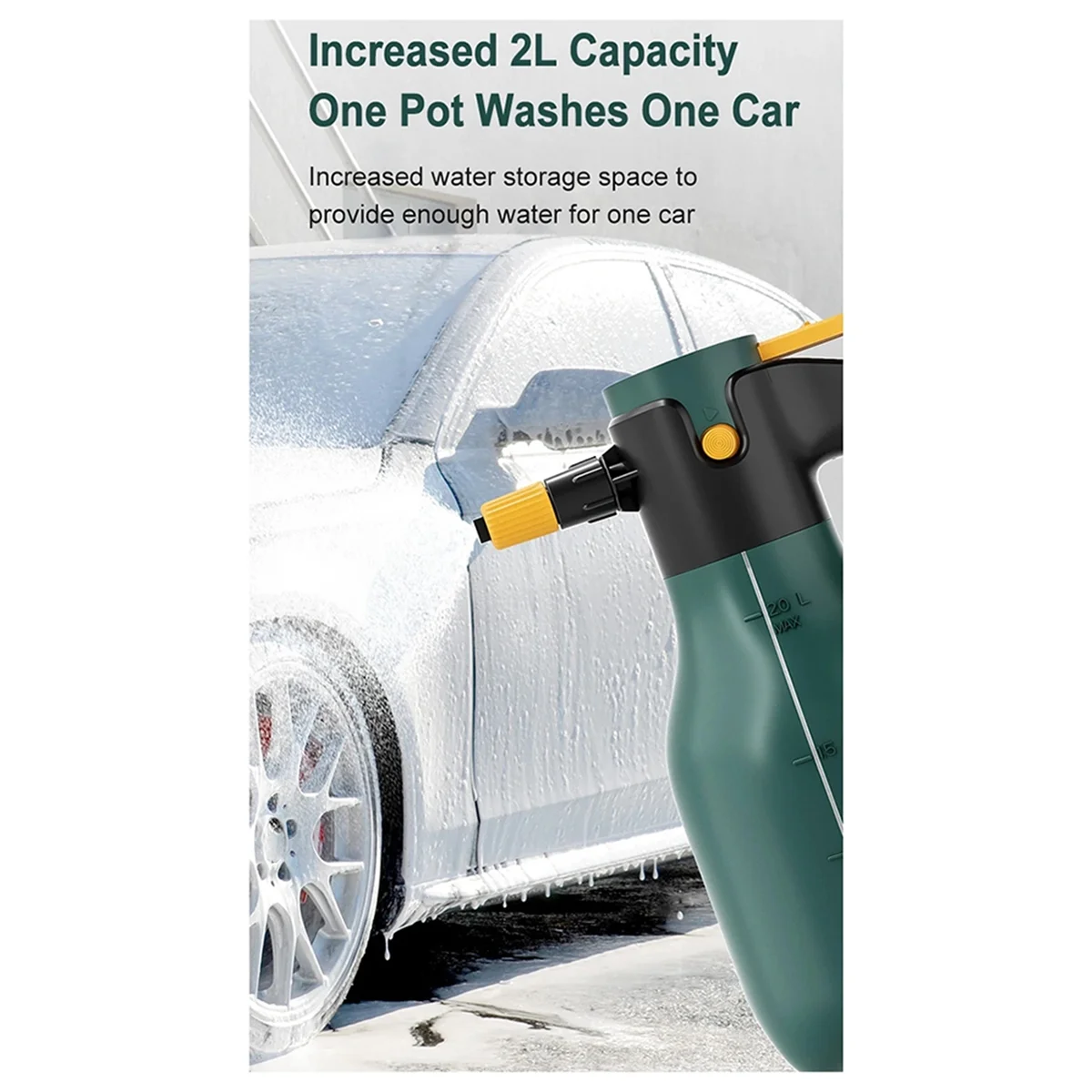 AA98 New 2L Wireless Handheld Car Wash Bottle High Pressure Snow Foam Sprayer Pot Use for Car Home Cleaning Garde