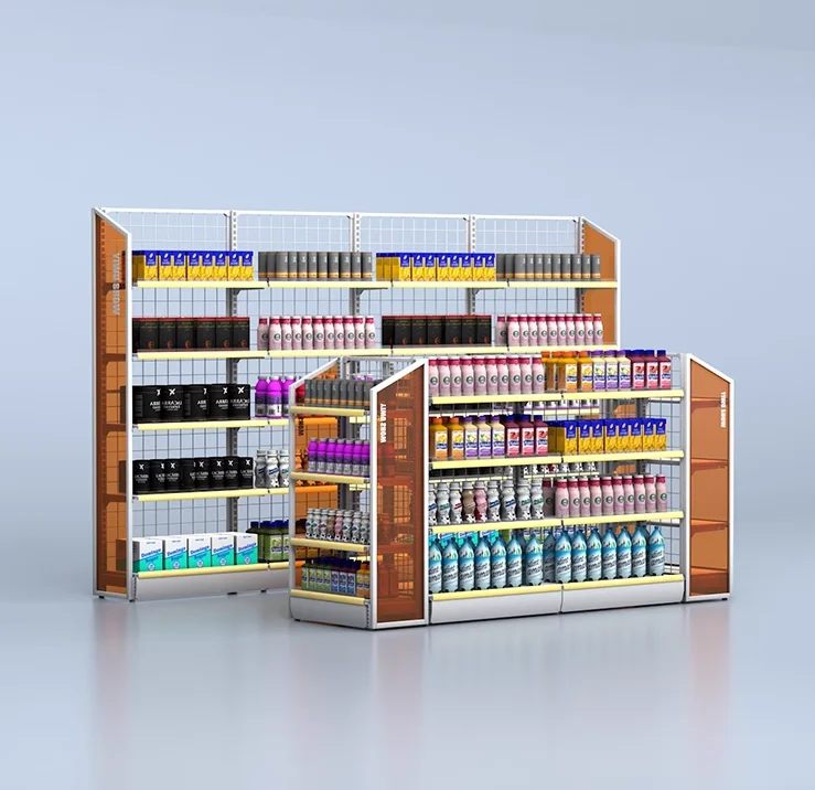 Supermarket shelf display rack, convenience store island snack rack, multi-layer shelf, store double-sided display cabinet